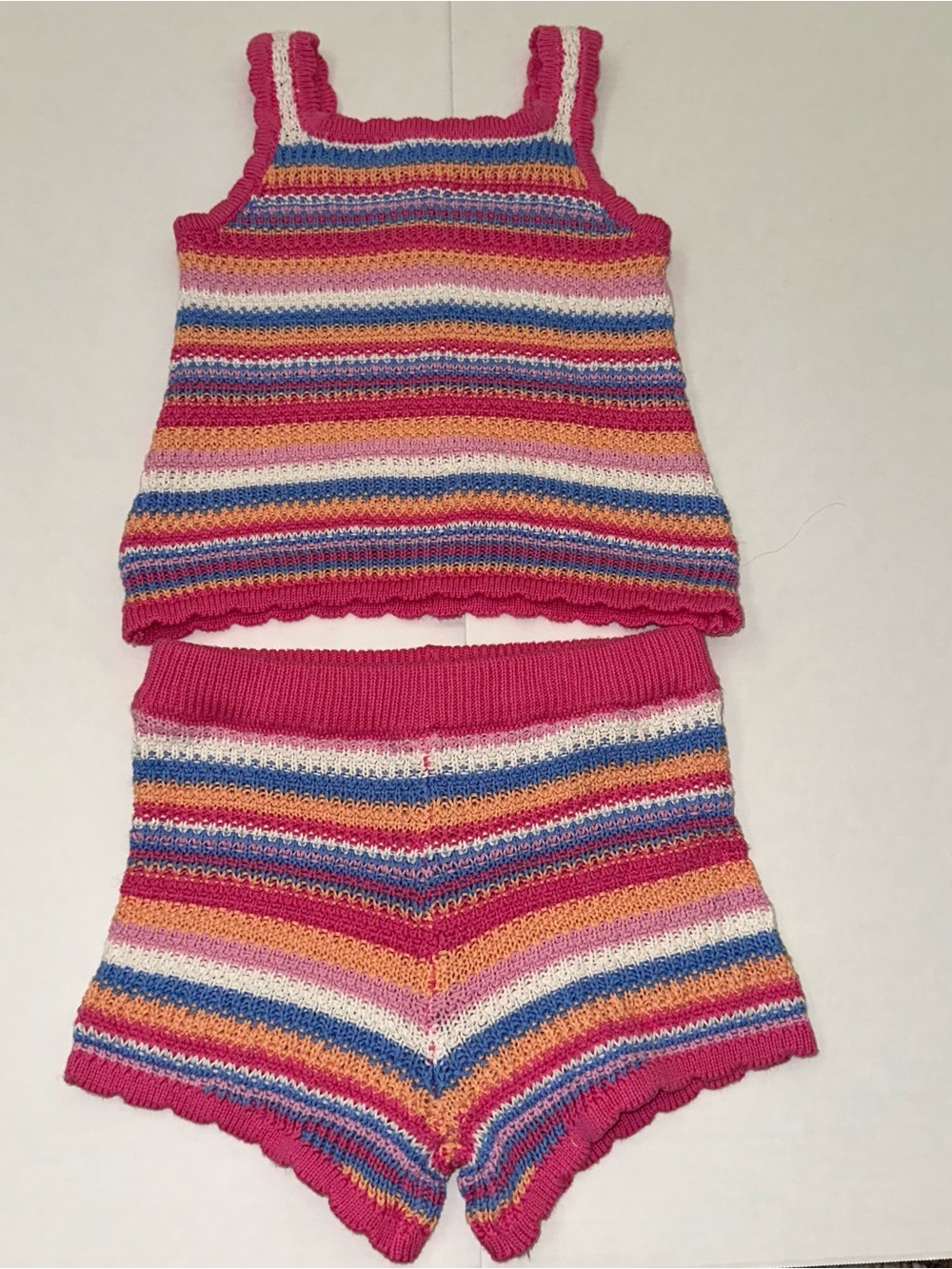 Jessica Simpson Pink Multi Striped Knit Tank & Shorts Set